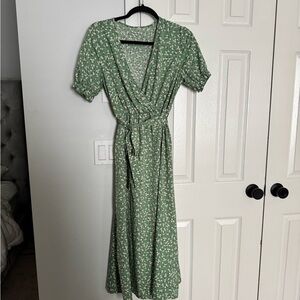 Green Floral Midi Dress